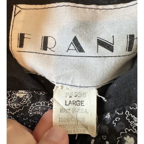 Frank Vintage Paisley Button Up Shirt Size Large Men’s Black Long Sleeve - Picture 4 of 8